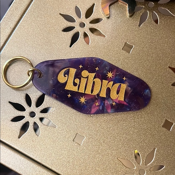 Purple Libra Keychain with Gold - Picture 2 of 3